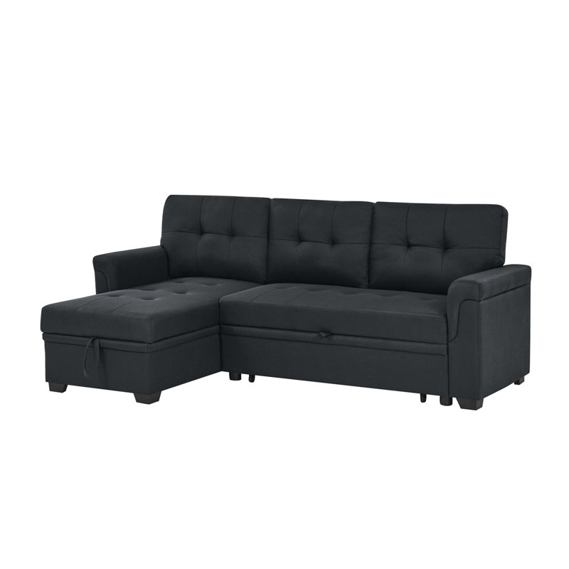 86'' Upholstered Pull-Out Sofa Bed, Black