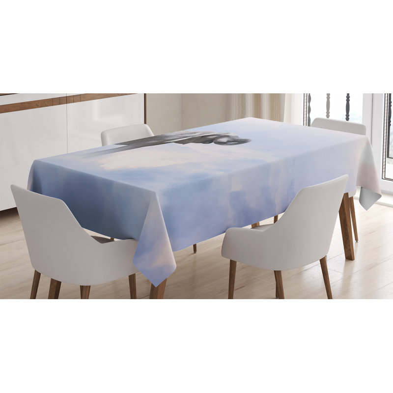 Ambesonne Mystic Tablecloth, Elephant Standing In The Clouds Freedom Metaphor Blessedimal Strength Concept, Rectangular Table Cover For Dining Room Kitchen Decor, 52" X 70", Grey Blue