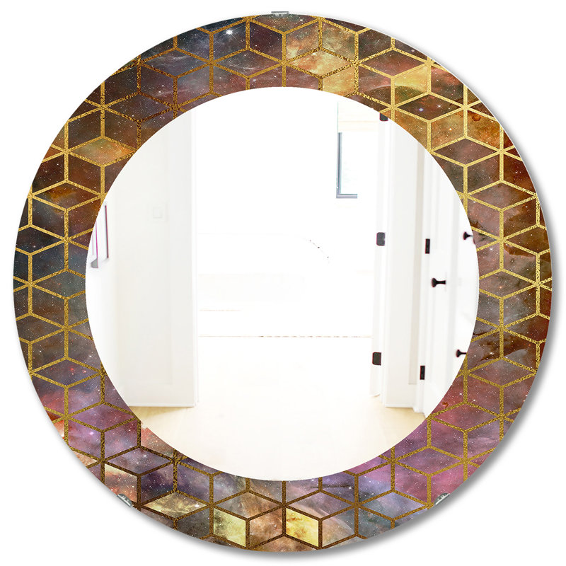 Capital Honeycomb Contemporary Accent Mirror, 31.5" H x 31.5" W, Brown/Gold