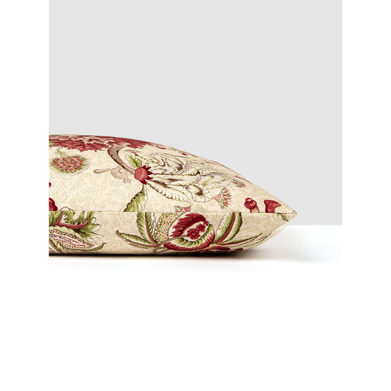 Coussin en coton Pondichéry, Dinde rouge sur crème