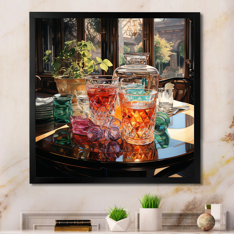 " Creative Beverage Assortement IV ", Black Picture Framed, 24" H x 24" W x 1" D