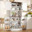 Armoire de cuisine de 71 po de hauteur, armoire de rangement de style campagnard avec 6 tablettes suspendues et tablettes réglables, armoire autoportante pour salle à manger, blanc rustique-746214131