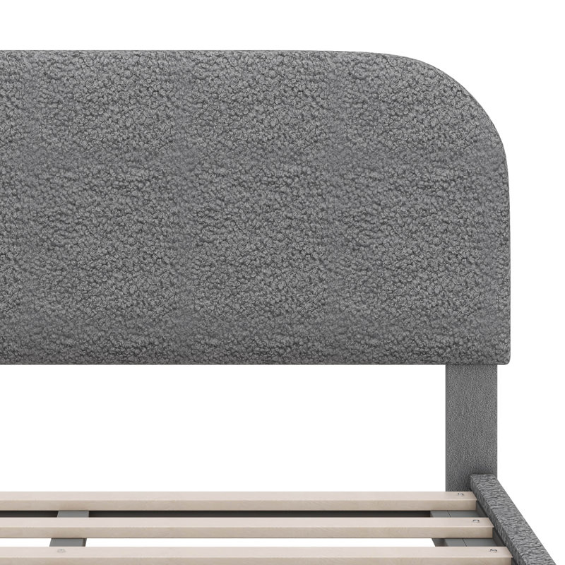 Lit plateforme tapissier Teddy, Gris, Double