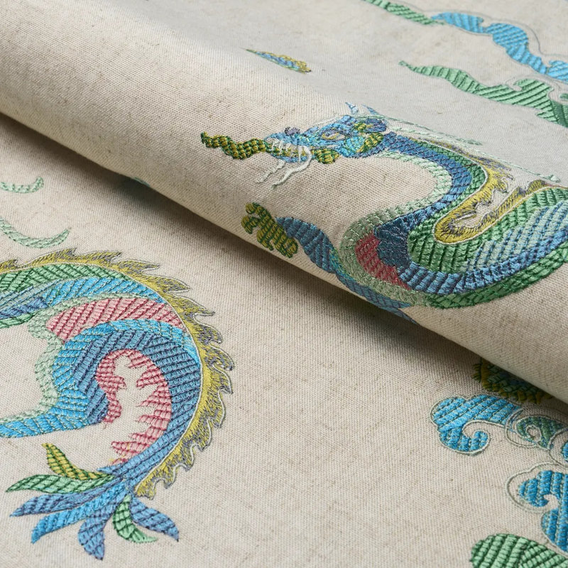 Tissu de broderie Hanlun Dragon, Naturel