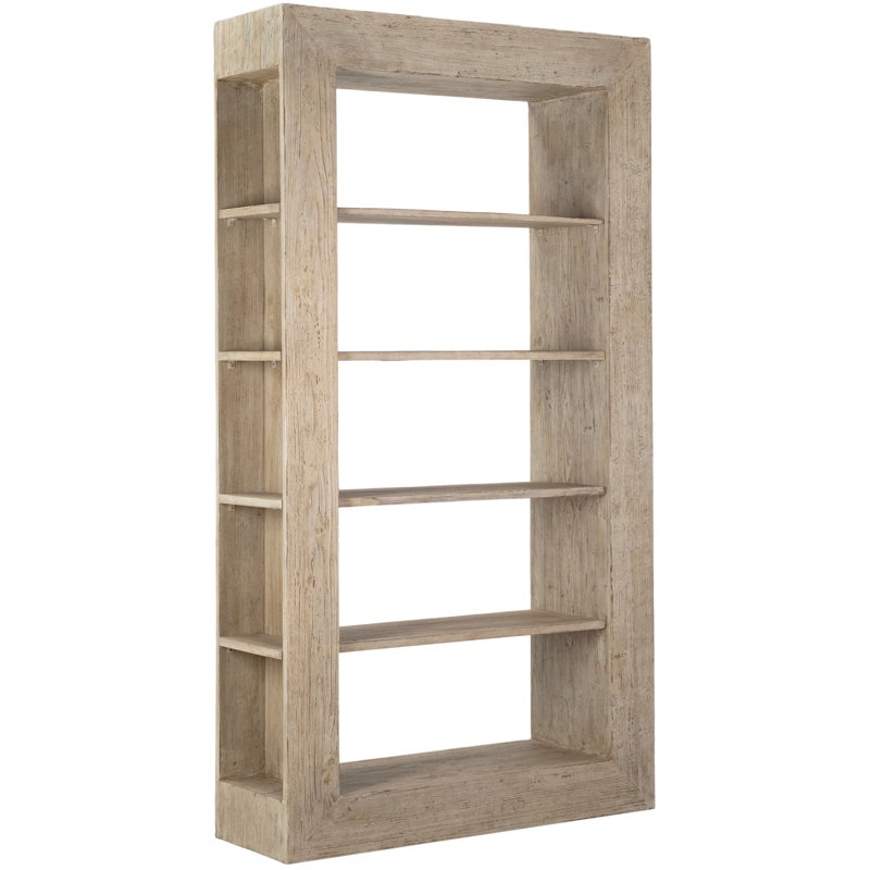 88" H x 48" W Amaya Reclaimed Pine Wood 5-Tier Bookcase, Light Warm Wash