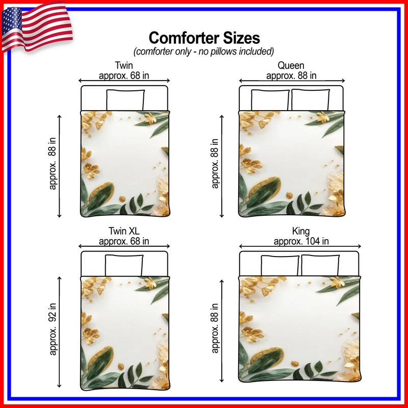 Gold Green Foliage Comforter, King