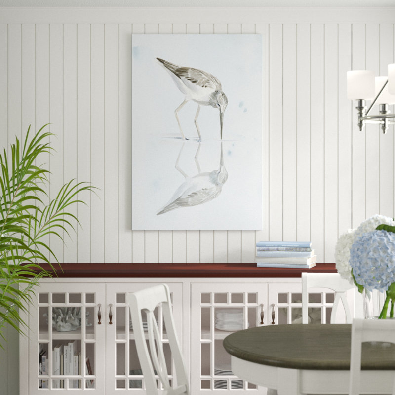 Sandpiper Reflections I by Jennifer Paxton Parker - Painting Print, 122cm H x 81cm W, Black Floater Framed