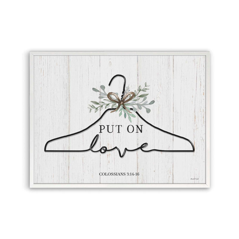 «Put on Love» par Elizabeth Tyndall, reproduction d'art, L 32 po x H 24 po, Blanc, Impression encadrée