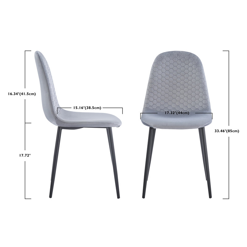 Chaise d'appoint en velours Adryel, Gris clair, Noir