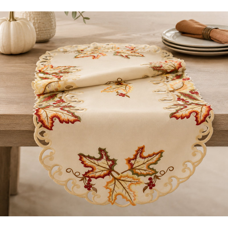 Weiland Embroidered Cutwork Fall Table Runner