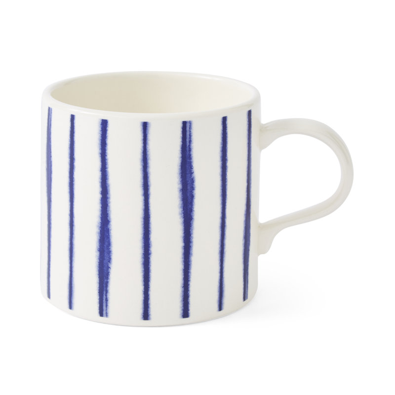 Mug Meirion Short Mugs Blue Wash Pin Stripes Mug Single Mug