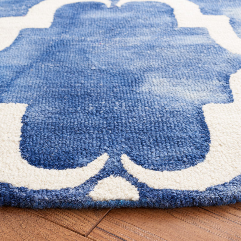 Demmer Hand Tufted Wool Geometric Rug, Round 7'