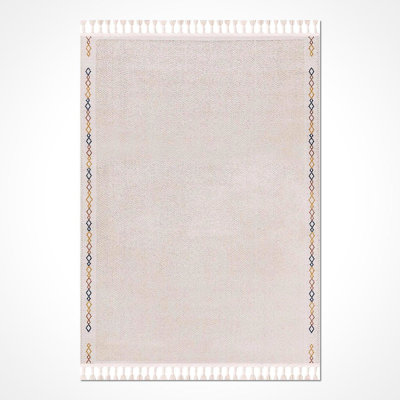Modern Cream Machine Washable Non-Slip Area Rug