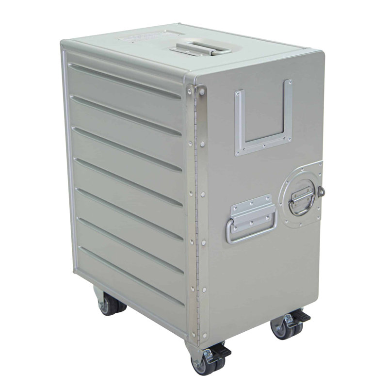 Industrail Locker End Table with Storage, Brushed Silver