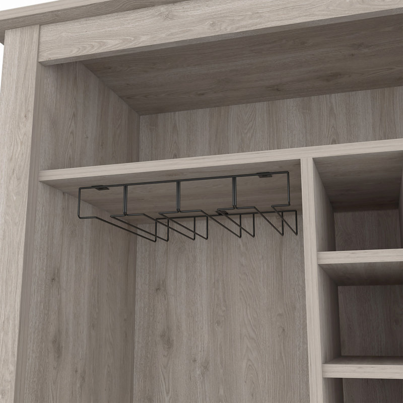 Bar-Chariot à café H 38 po, rangement pour armoires de cuisine ou de salon, avec 8 porte-bouteilles, une tablette centrale avec 1 porte-gobelets, idéal pour ranger les verres