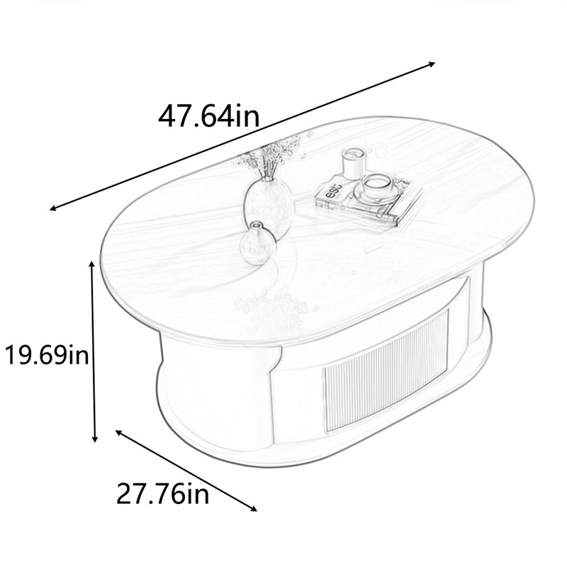 Table basse supérieure Superior Rock, Gris foncé, H 19,69 po x L 47,64 po x l 27,76 po, Gris