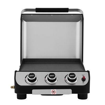 Royal Gourmet Portable 3-Burner Gas Griddle with Hood, Black