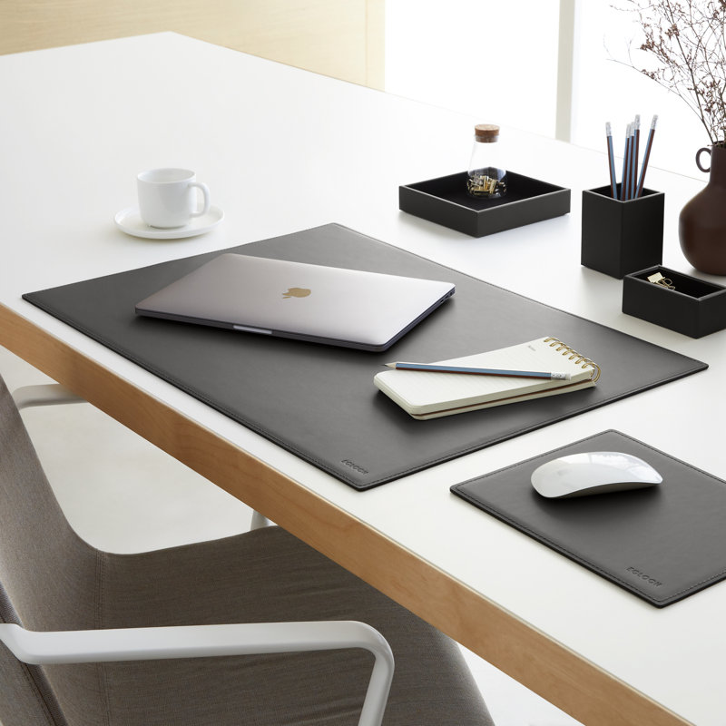 Mercurio Leather / Faux Leather Desk Pad, Anthracite Grey
