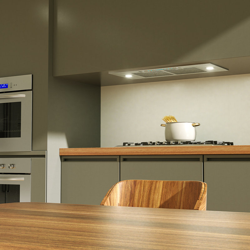 Hisohu 27.75" 900 CFM Ducted Insert Range Hood with Remote Control Included, Stainless Steel