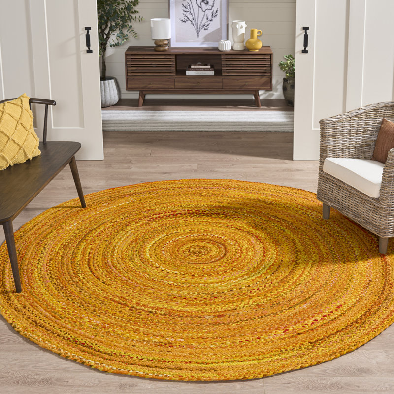 Tapis en coton tissé à la main Eastin, Rond 8 pi