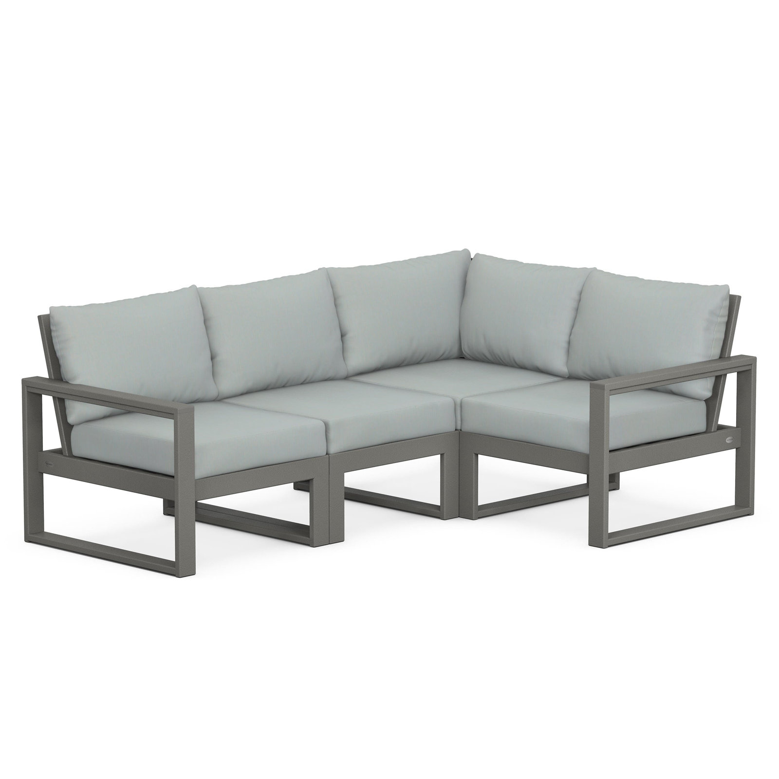 POLYWOOD® Edge 85" Patio Sectional, Granite, Green