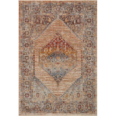 Sorrento Oriental Machine Made Power Loom Polyester Area Rug in Brown