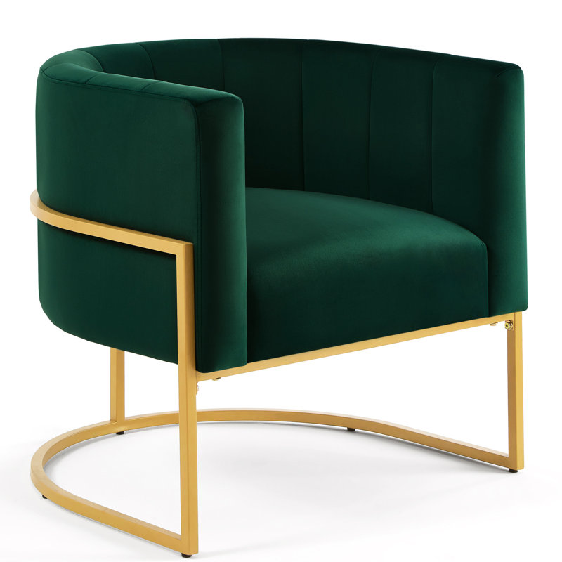 Chaise de style Mid-Century en velours avec revêtement doux - Version style Accent, H 28,68 po x l 28,04 po x P 25,14 po