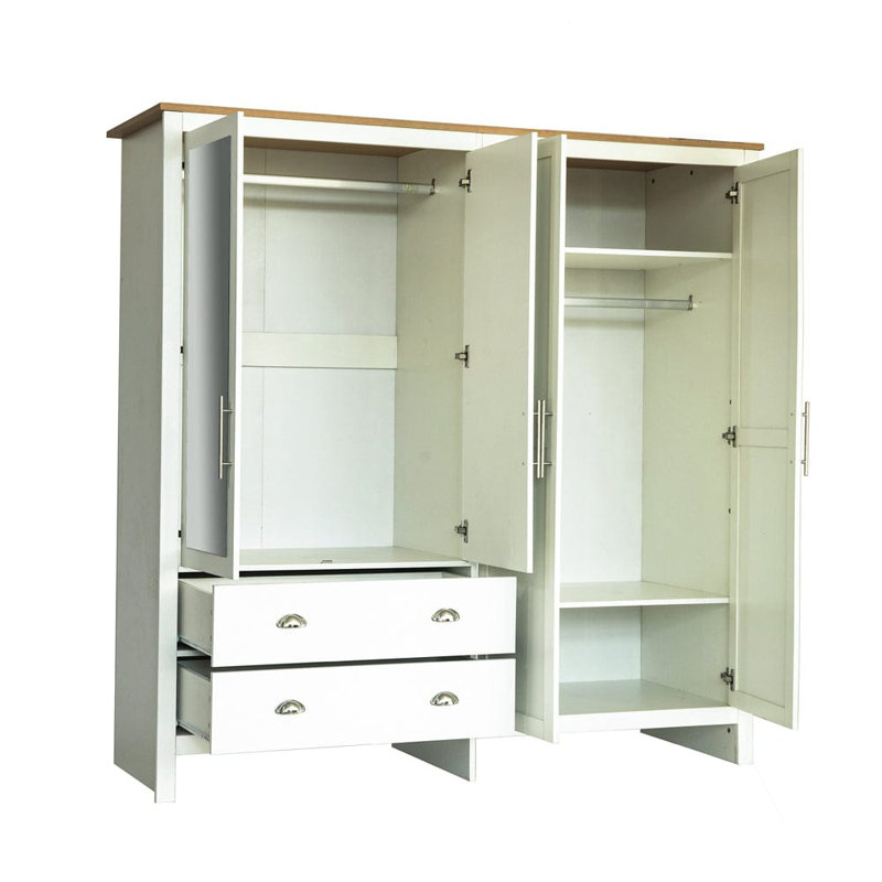 Abhiram 4 Door Manufactured Wood Wardrobe, White