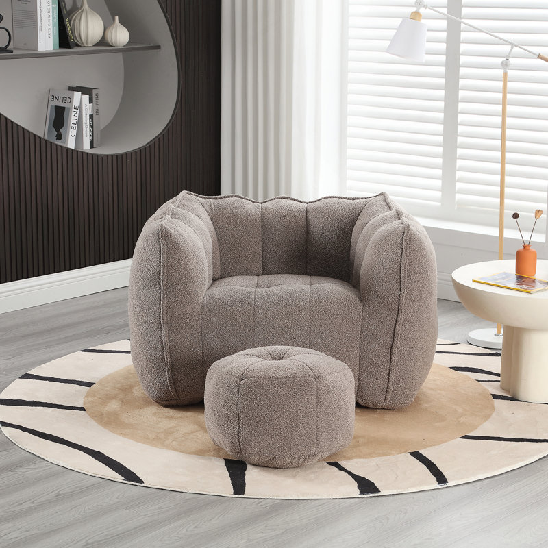 Canapé-lit carré confortable avec repose-pieds, Chenille café, H 23,23 po x l 38,58 po x P 31,5 po