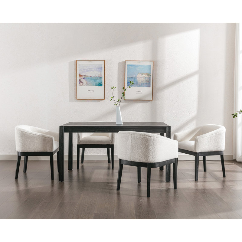Belsford 19.25'' H Linen Upholstered Oak Armchair, Black, White