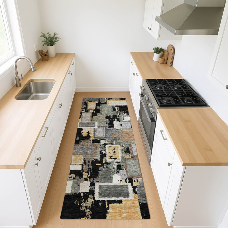 Machine Washable Indoor/Outdoor Boruta ACN2246 Geometric Rug, Runner 2'3" x 7'6"