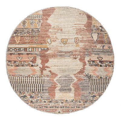 Tapis rouille / crème / rose tissé à la main à motif de glands Riser Southwestern