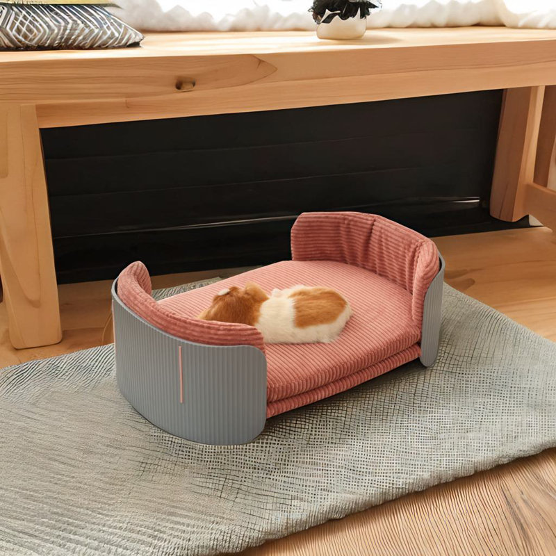 Lit d'intérieur pour chat, Taille moyenne: l 31,9 po x P 20,9 po, Gris / Rose