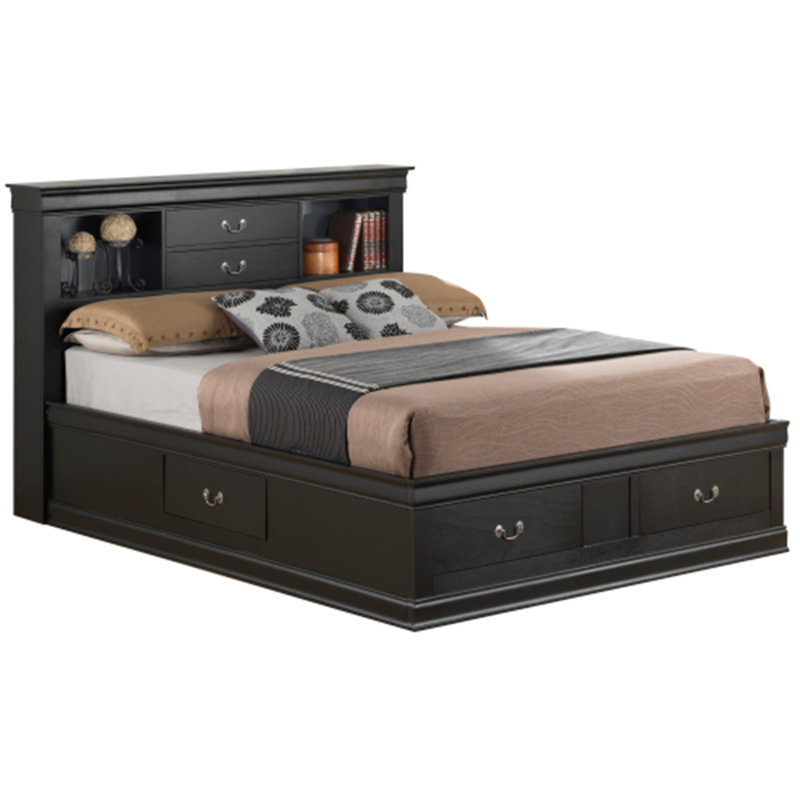 Elegant Full Storage Bed - Classic Charm with Ample Storage, Black