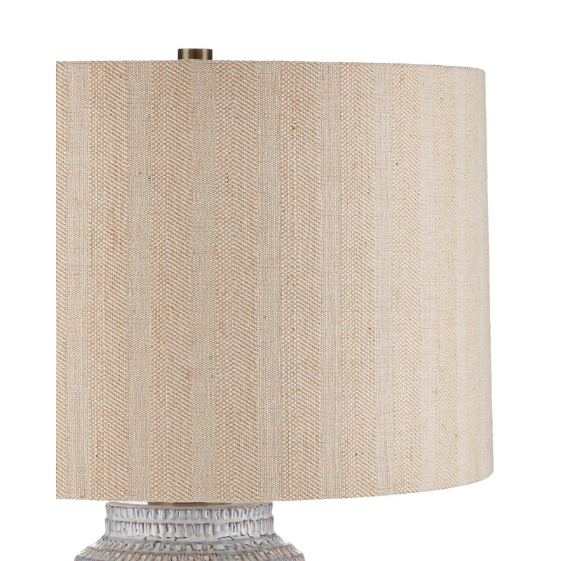 Owen Off-White Ceramic Table Lamp with Linen Shade