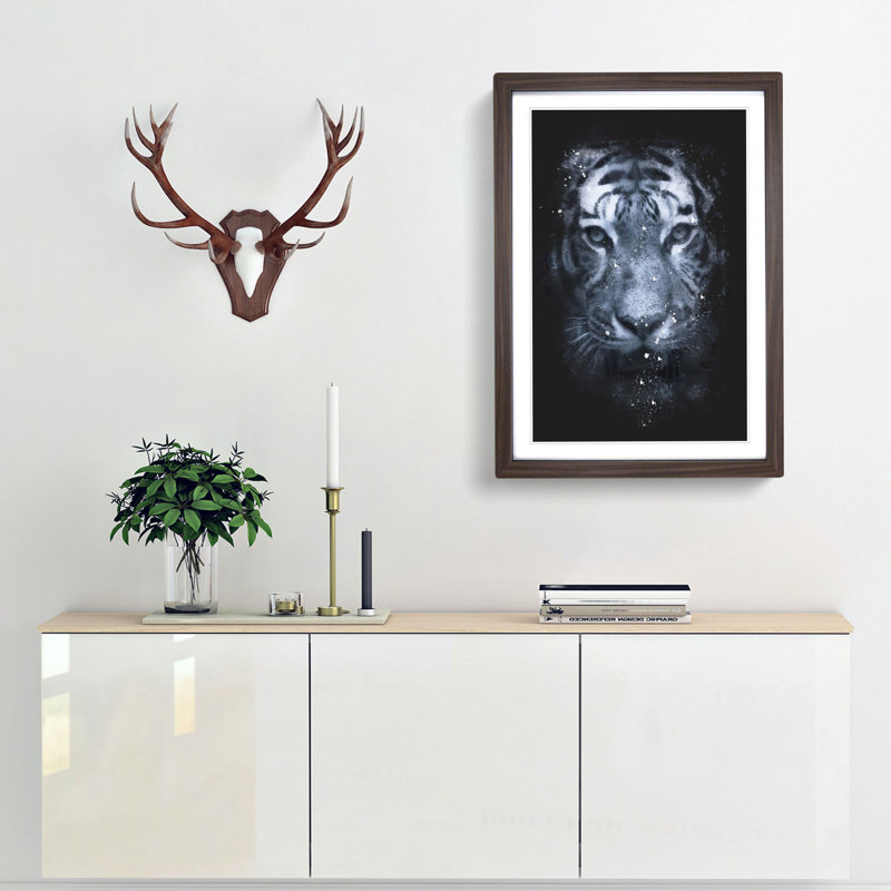 Tiger Portrait - Framed Print, 45cm H x 33cm W x 2cm D, Walnut Framed