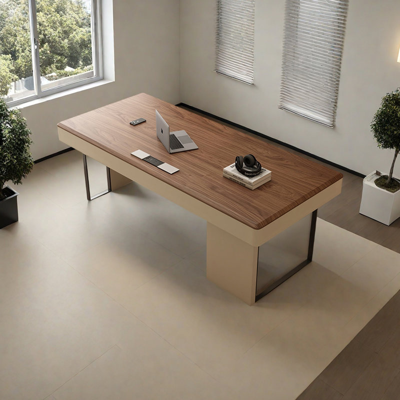 Bureau en bois massif de style rétro, H 29,52 po x l 78,74 po x P 27,55 po