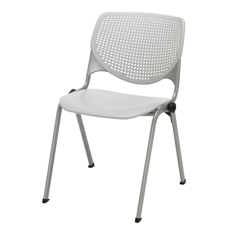 Chaise empilable sans accoudoirs Kool, Gris clair, Poudre noire, Gris clair