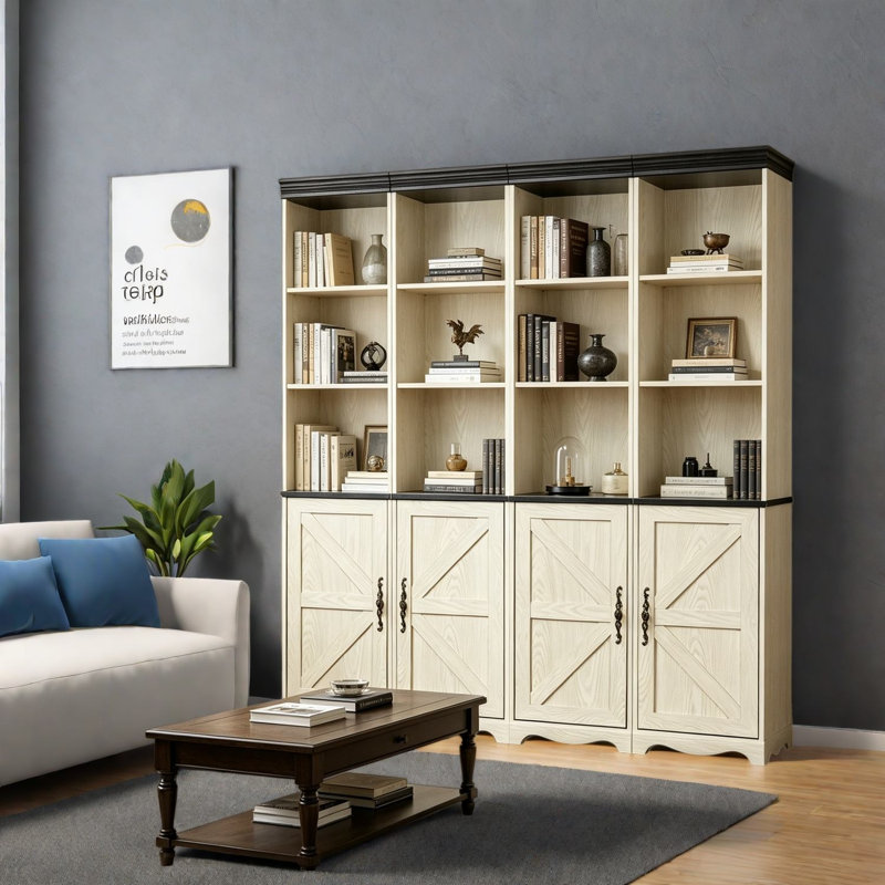 en 1 avec bibliothèques et rangement, panneau de fibres à densité moyenne ajustable en bois pour la maison