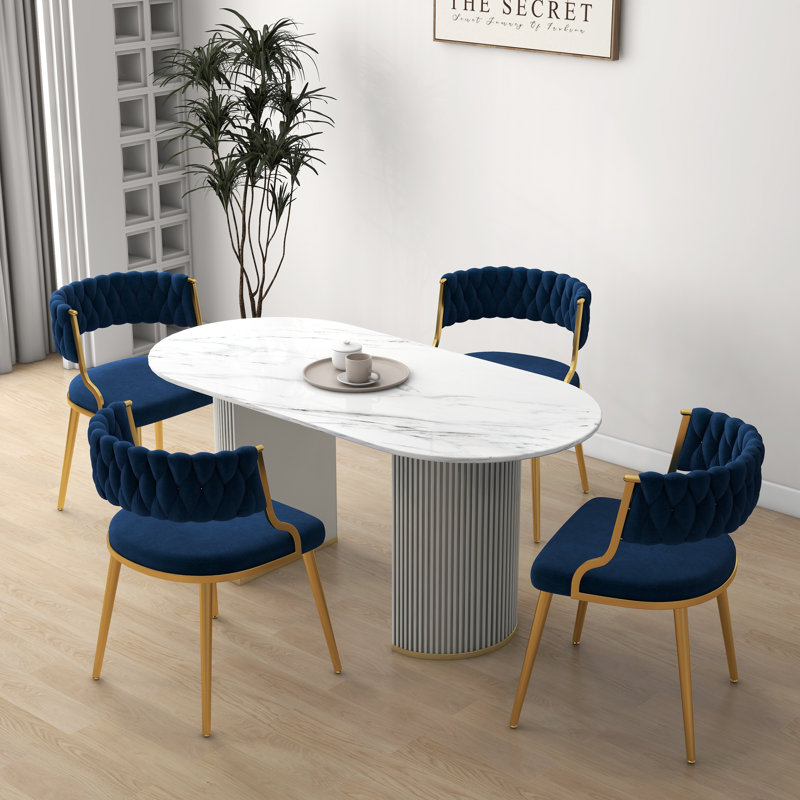 Chaise de salle à manger Ginko, Marine, 4