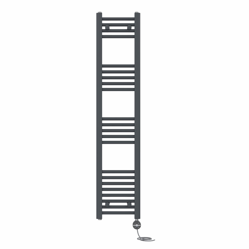 Dorinda  Straight Towel Rail Heated Towel Rails, 140cm H x 30cm W x 3cm D, Anthracite