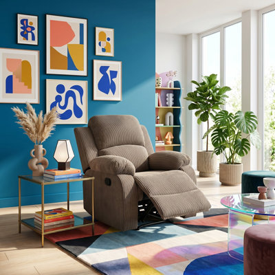 Seder Relaxo Peanut Color Corduroy Manual Recling Chair (1 Piece)
