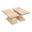 Table basse 34 pouces, 2 pièces fabriquées à la main avec base en forme de sablier, bois de manguier naturel blanchi