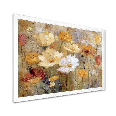 Autumn Wildflower Fields - Wildflowers, impressions encadrées, art floral sur toile jaune