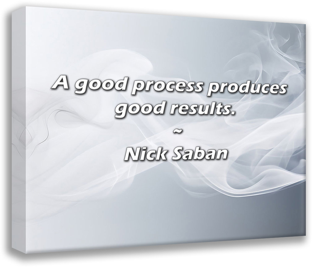 Trinx Nick Saban Quote: A good process produces good results. | Wayfair