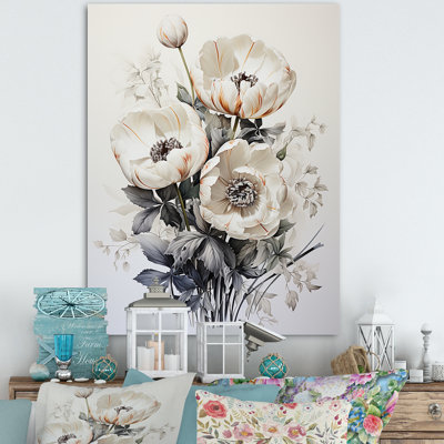 Minimalisme, tulipes blanches, symphonie III sur toile