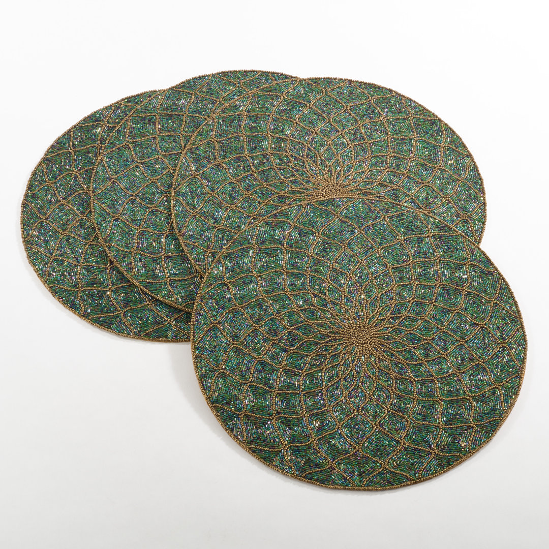 Khaleesi Glass Geometric Round Placemat (Set of 4) Rosdorf Park