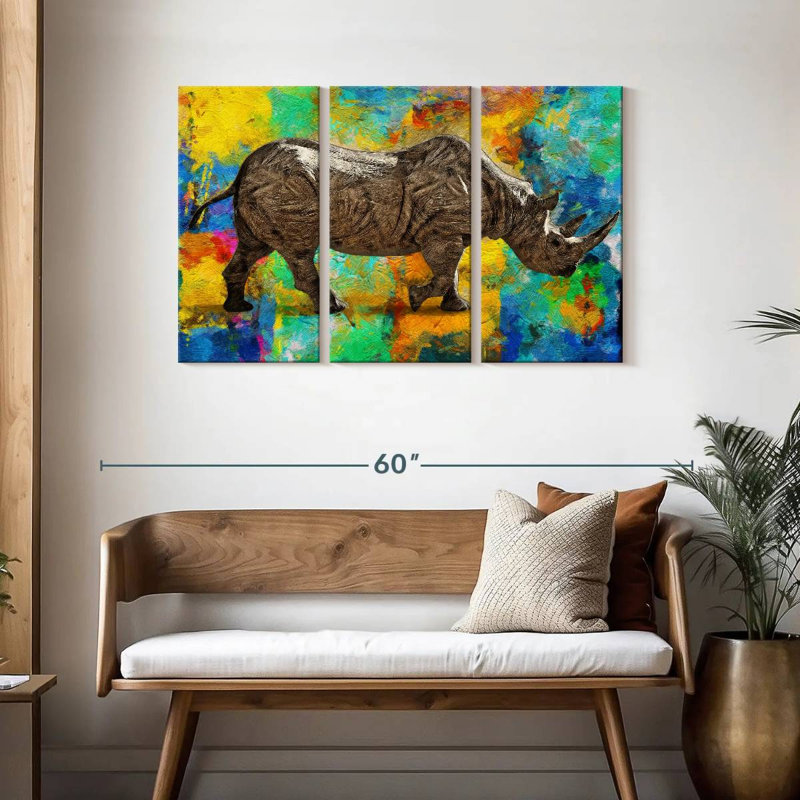 Fantaisie rhinocéros, H 28 po x l 45 po