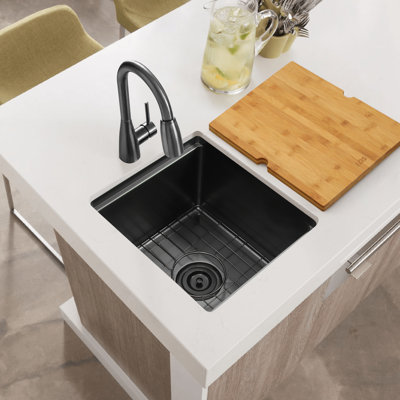 LQS 15"L X 17"W Workstation Undermount Bar Prep RV Sink Stainless Steel Small Kitchen Sink