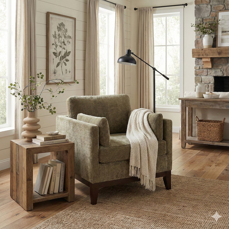 Chaise moderne avec accoudoirs, Vert